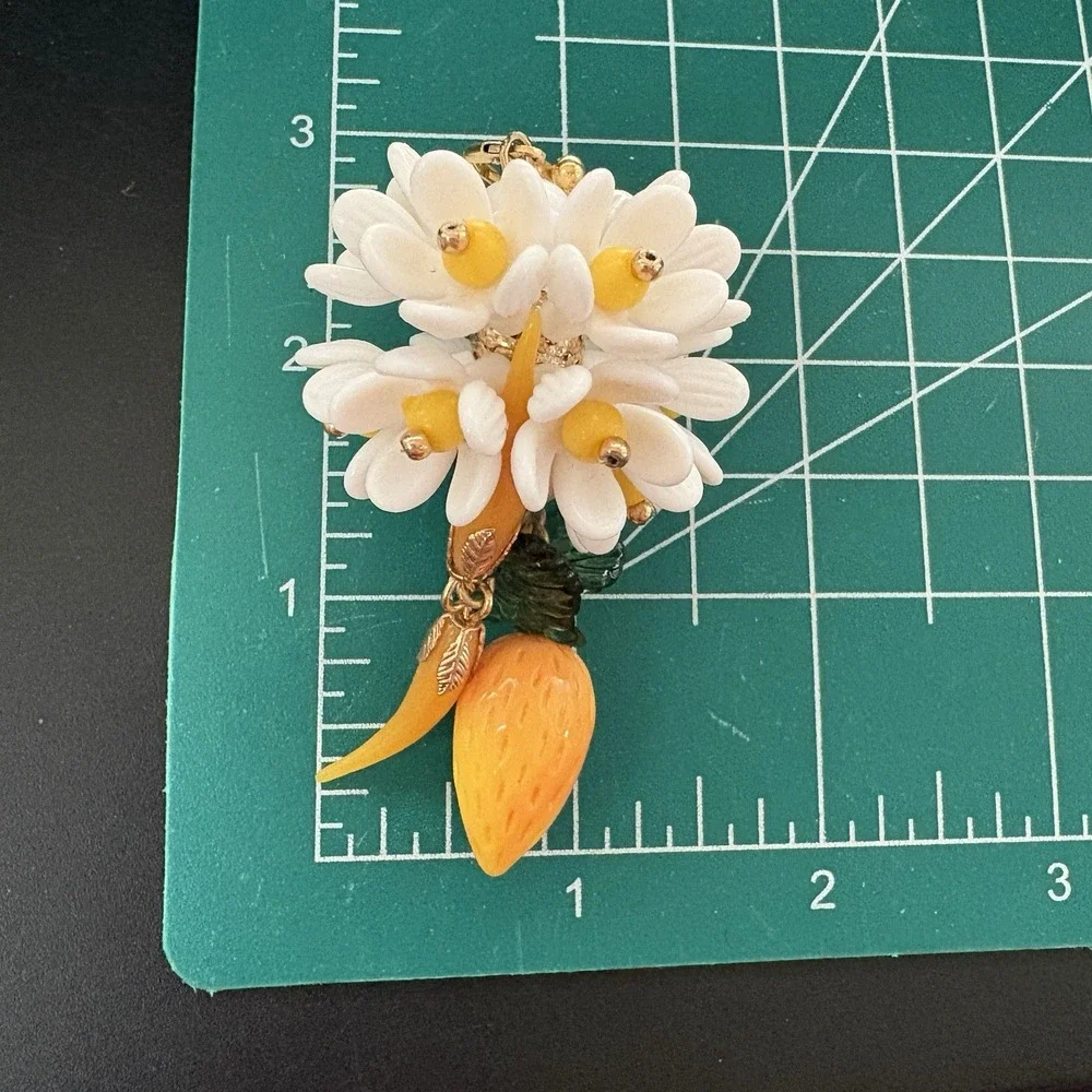 Daisy Flower Ball Earrings Lemon Dangle Cheery Summer Upgraded Trifari Findings